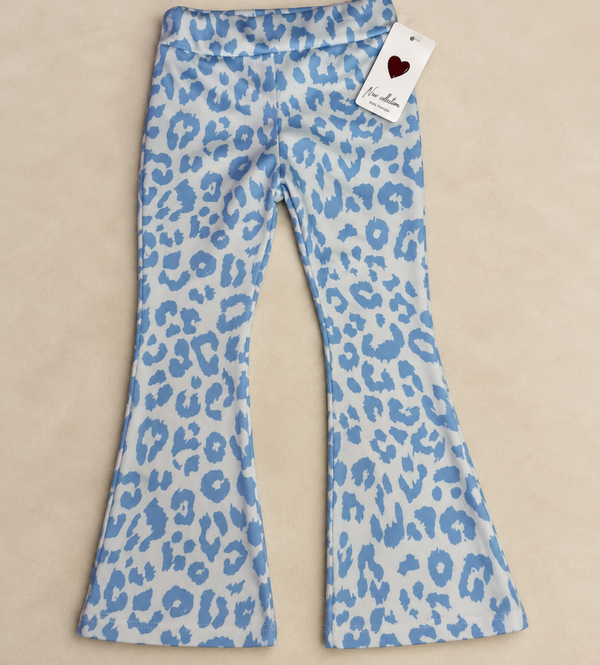 Meisjes flaire broek dierenprint babyblauw