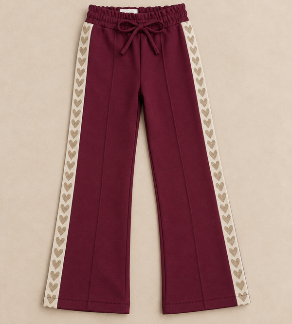 Joggingbroek bordeaux met hartjesbies