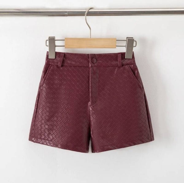 Meisjes Leatherlook Short Bordeaux