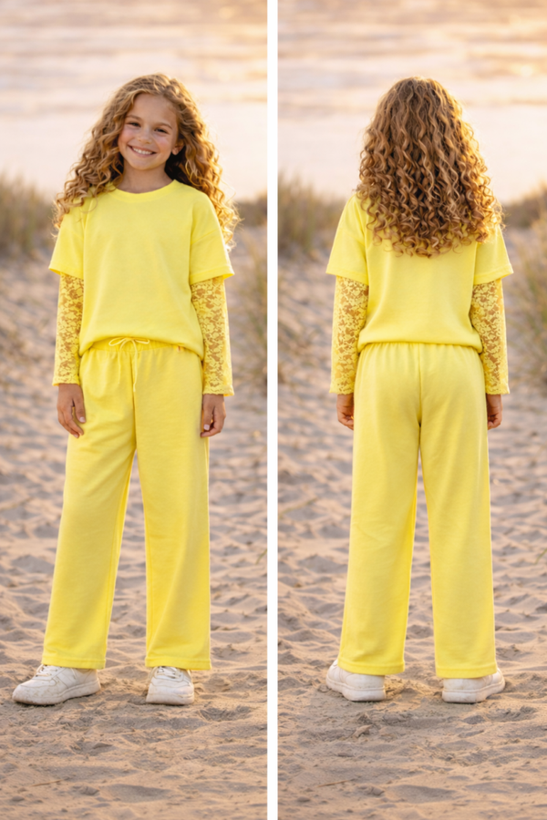 Sunny Lace Lounge Set – Geel