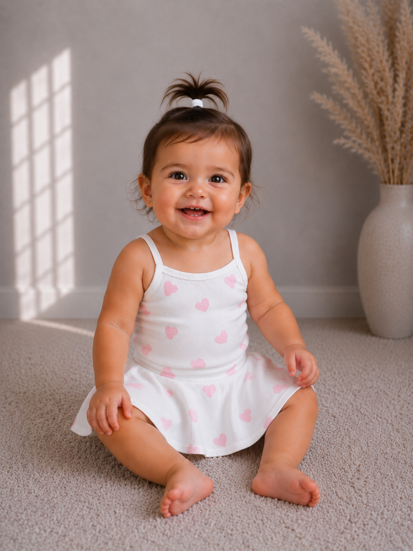 Meisjes Hartjes Set Wit Roze | Top en Rokje | 6 Maanden t/m 110/116
