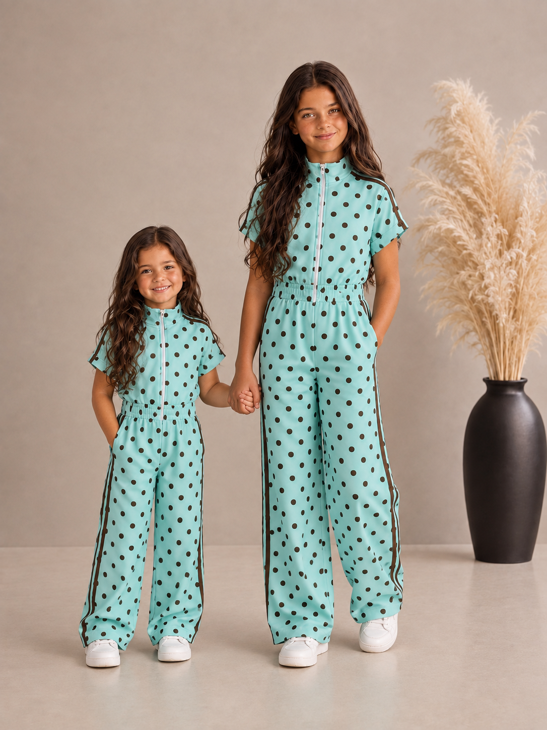 meisjes set polka tweedelig aqua