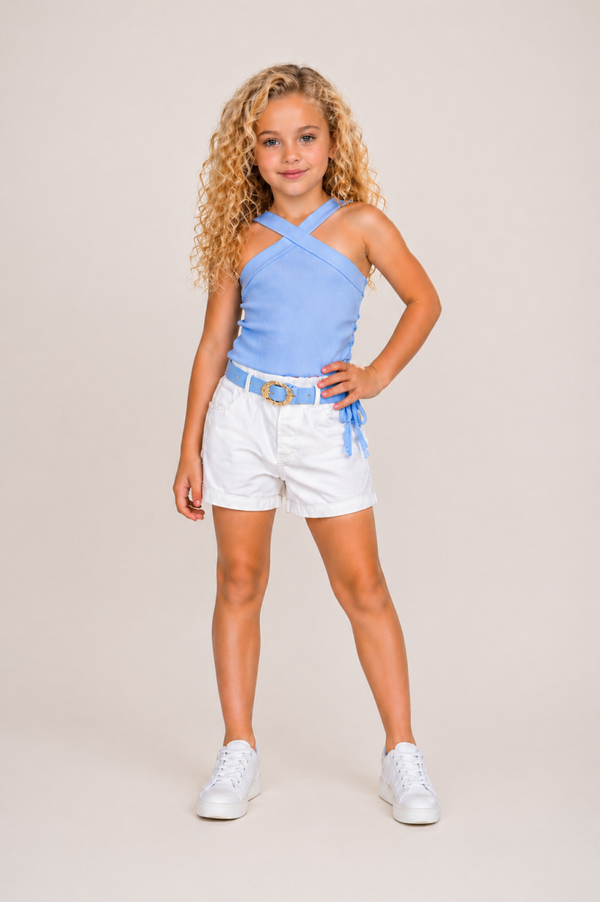Blauw-witte meisjes set – Rebel Summer top en short