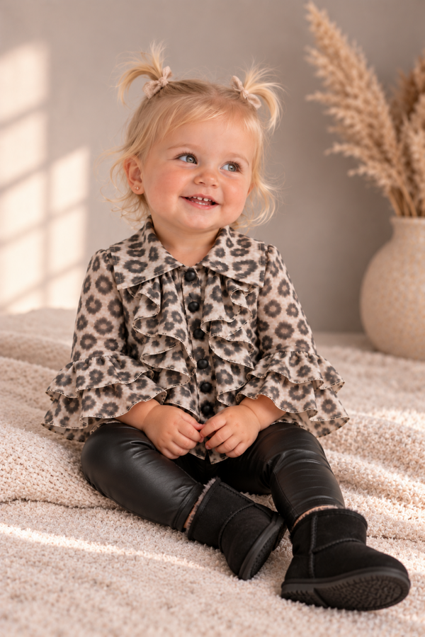 Panterprint blouse met ruches voor baby’s en meisjes