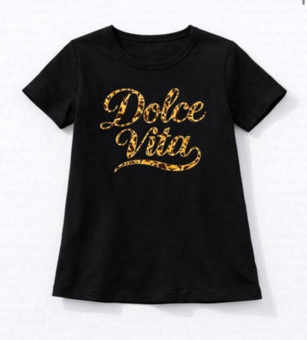 Dolce Vita Panterprint T-shirt – Zwart