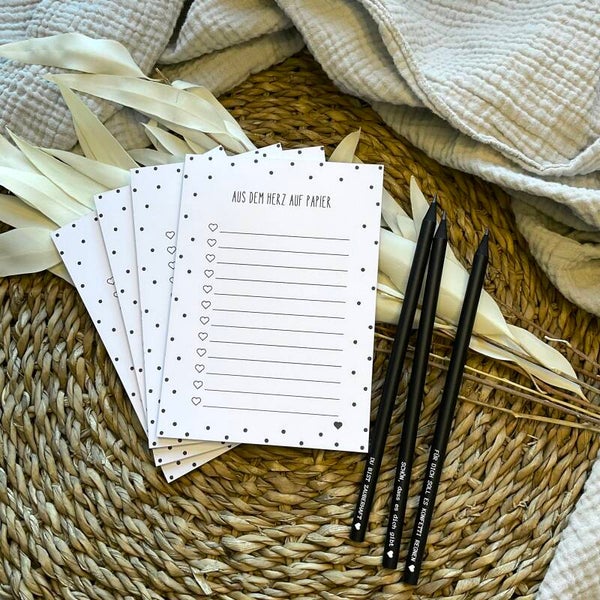 Geschenkset Notizblock mit Bleistift - Aus dem Herz auf Papier