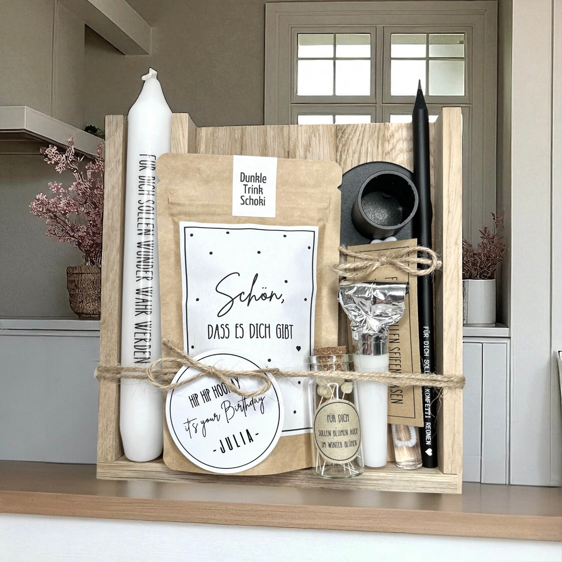 Personalisiertes Geschenkset zum Geburtstag - Holzbox - Hip Hip Horaz