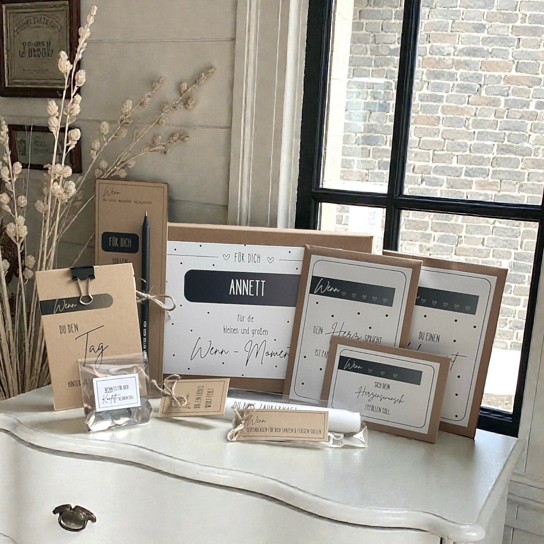 Personalisiertes und handgemachtes Geschenk für Frauen – Wenn-Box mit liebevollen Botschaften