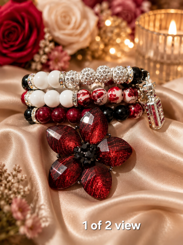 SALE!! Red & Black Flower (3 stack)