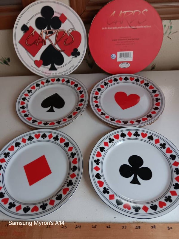SPOR002  4 Poker Dessert plates