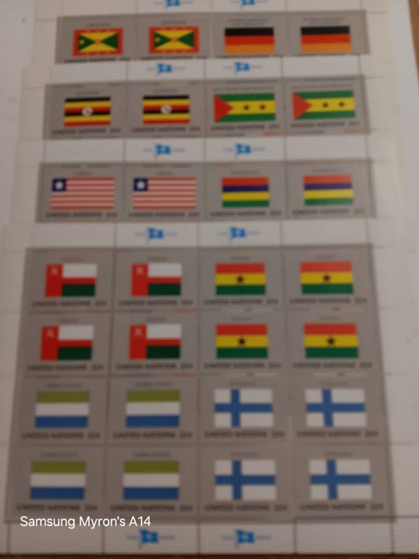 United Nations 450-465 4 panes of 16 Flags