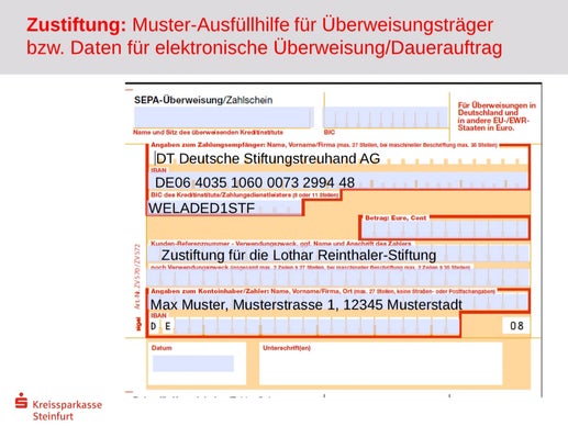 Zustiftungsformular Lothar Reinthaler Stiftung