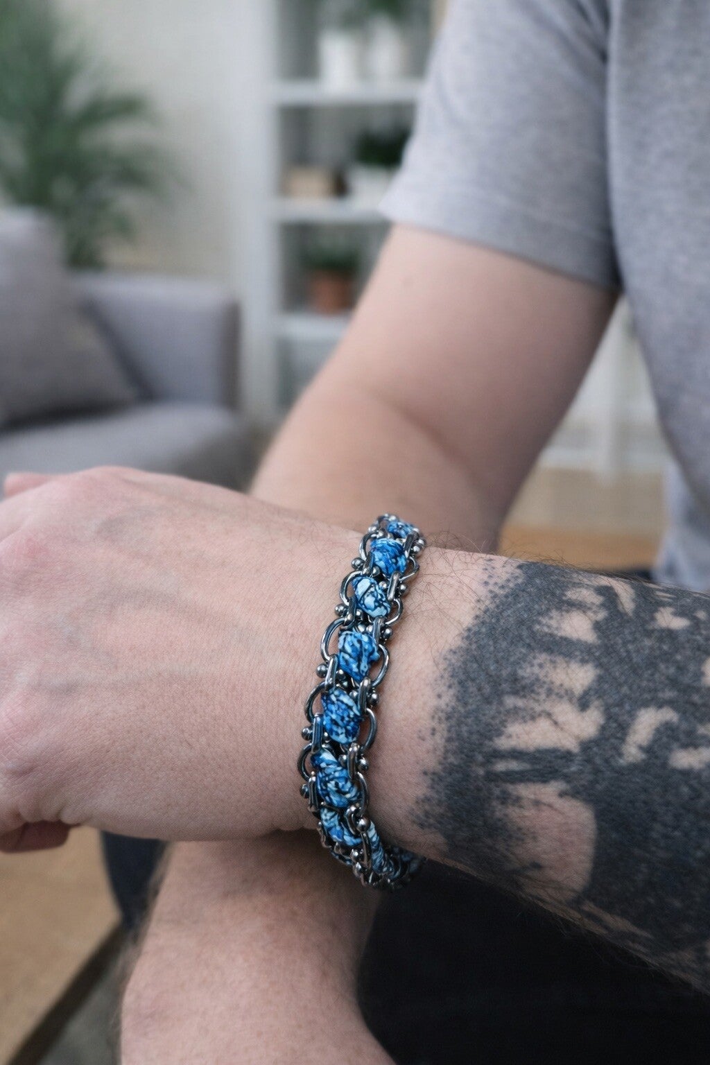 Bracelet en acier inoxydable Collection "Fusion" : Acier Inoxydable & Textile