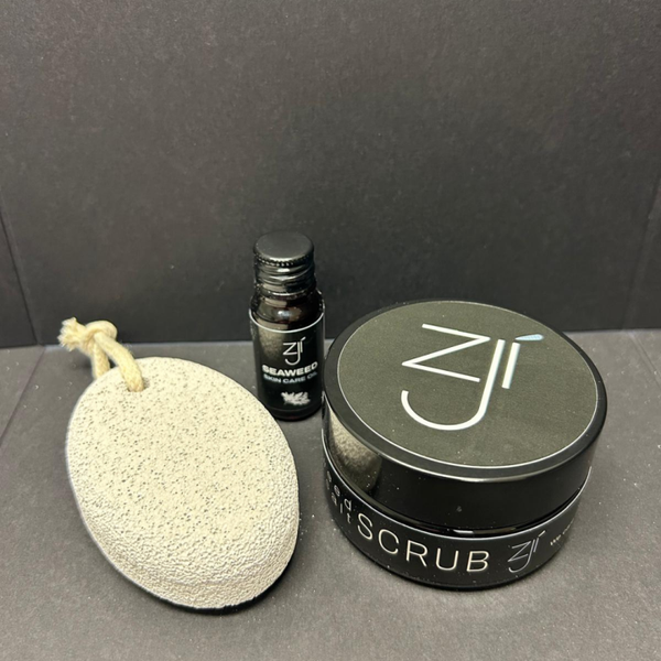 Combipakket - Luxe scrub + seaweed olie + puimsteen