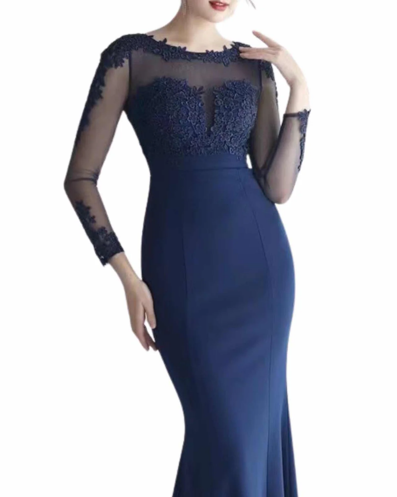 Vestido largo con encaje VLI19070