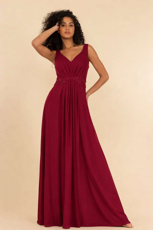 Vestido largo con detalle bordado VLIR8306
