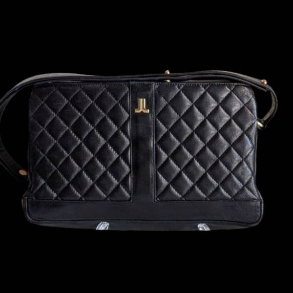 Sac bandoulière matelassé Lanvin vintage — cuir noir