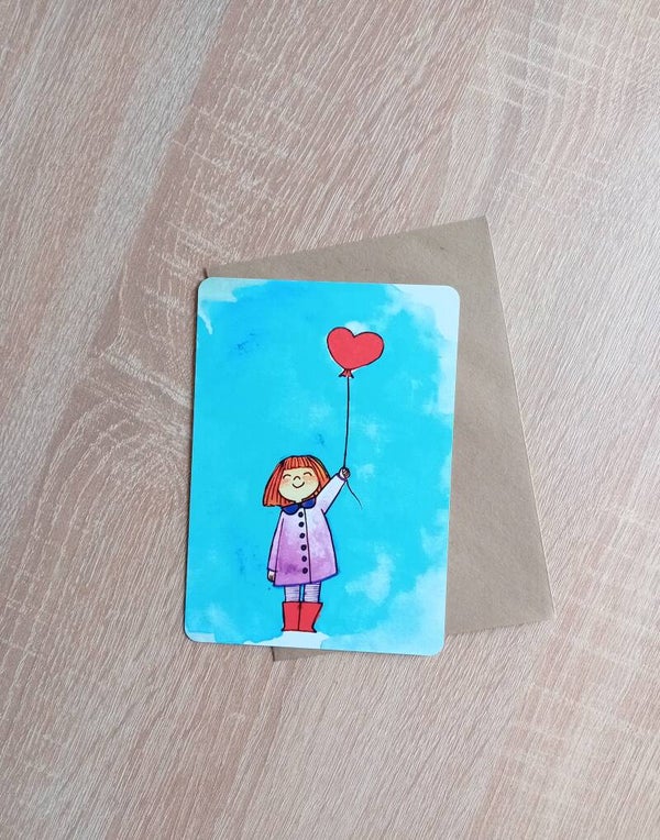 Postkaart Hartjesballon