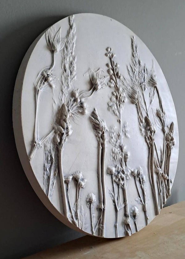 Unieke decoratieve tegel met botanisch reliëf – rond