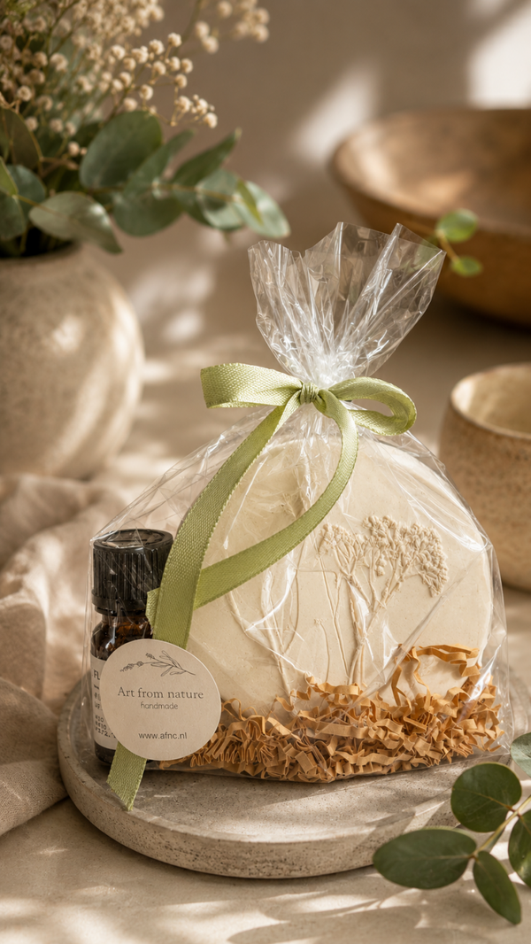 Botanische geur cadeauset | Een botanische tegel met geurige olie – voor een subtiele, natuurlijke geur in huis.