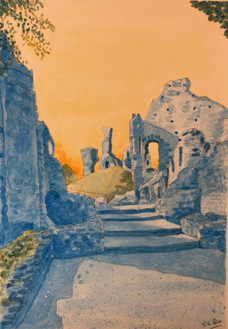 okehampton-castle-in-cerulean-and-orange-a4-standard.jpg