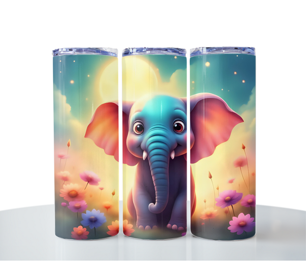 🐘✨ 8 Digitale Tumbler-Designs – Süße Tiermotive für 20oz Skinny Tumblers