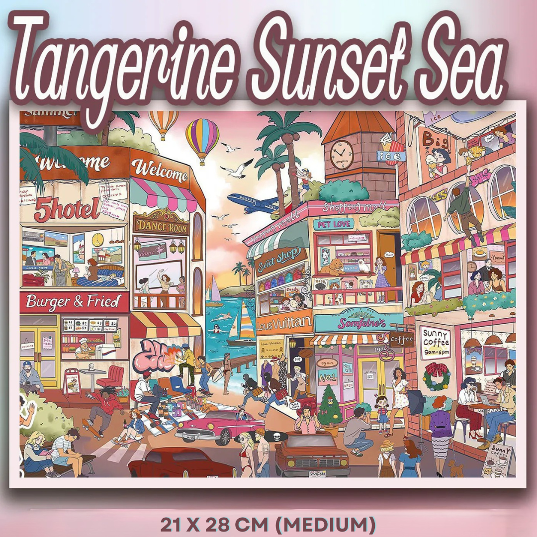 Tangerine Sunset Sea - DIY Sticker Scene