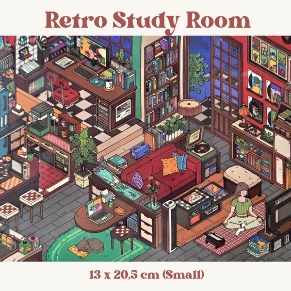 Retro Study Room - DIY Sticker Scene