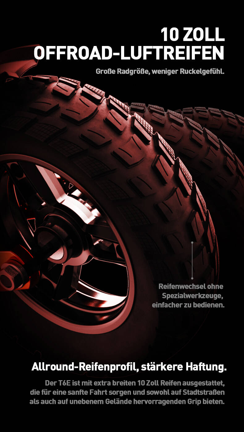 Joyor T6e E-Scooter mit Strassenzulassung, 10 Zull Offroad Luftreifen