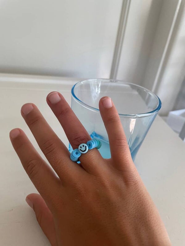 Ring blauw met smiley