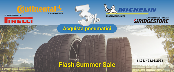 Flash Summer Sale: Sconto esclusivo del 3% su pneumatici premium! Immagine di pneumatici Continental, Pirelli, Michelin, bridgestone