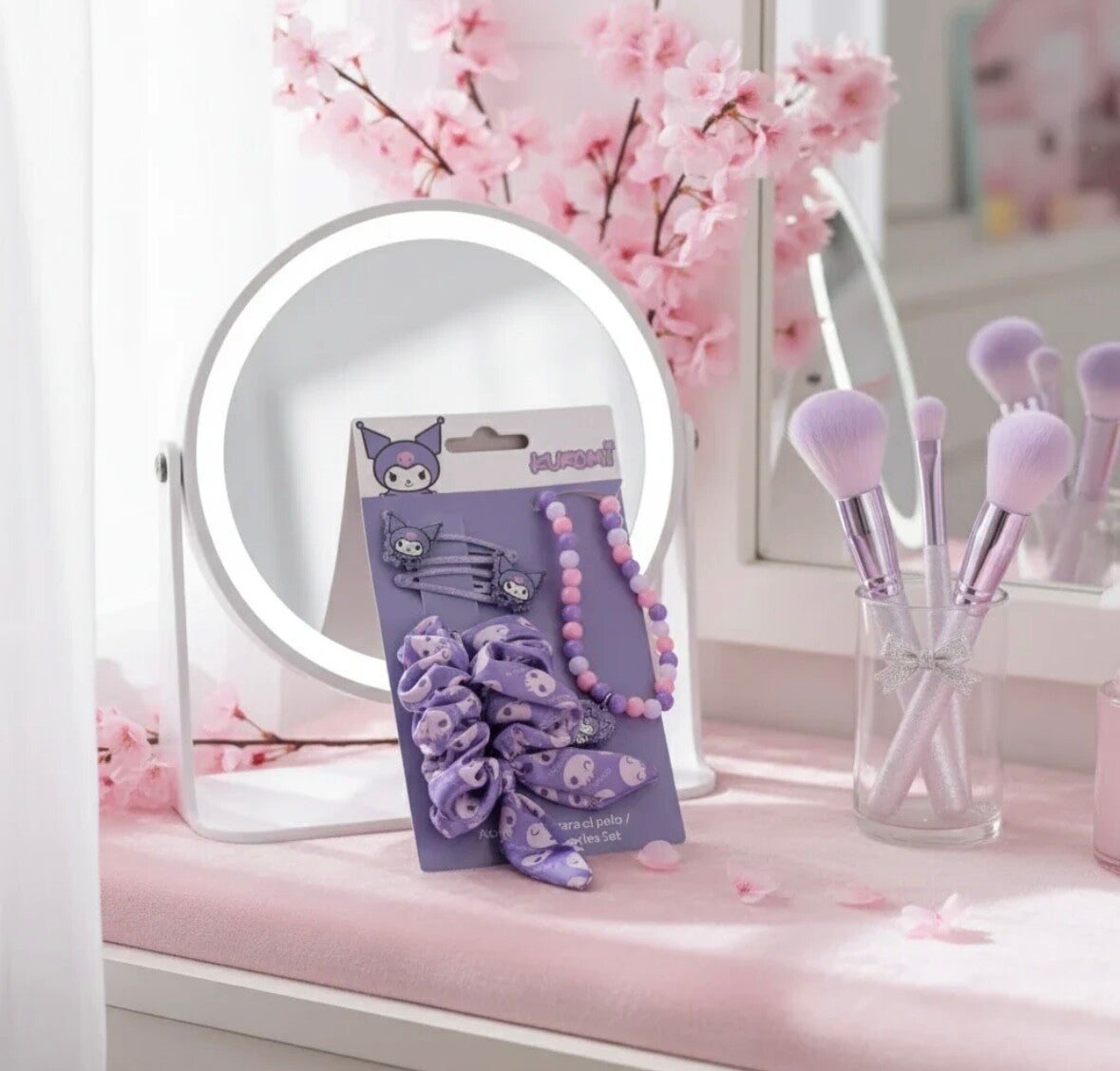 (Précommande)🖤🎀 Ensemble Kuromi – collier & accessoires cheveux