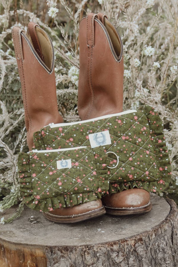 green floral S - coin pouch keychain