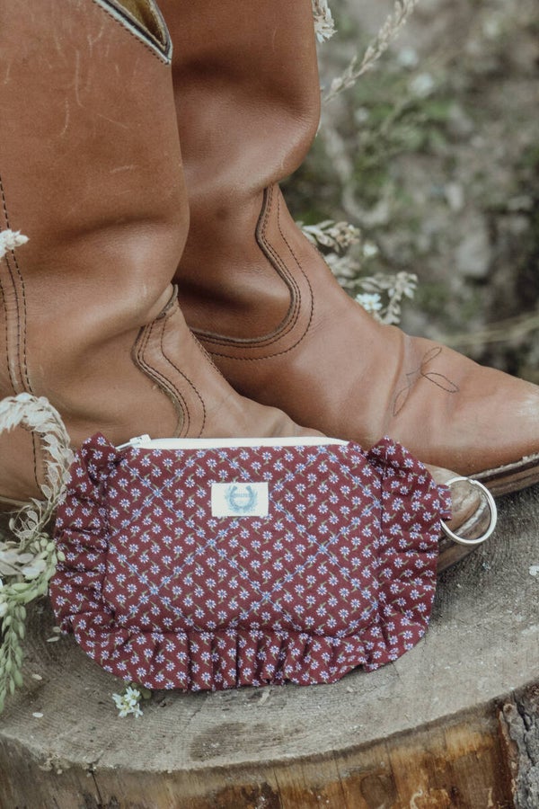 red floral S - coin pouch keychain
