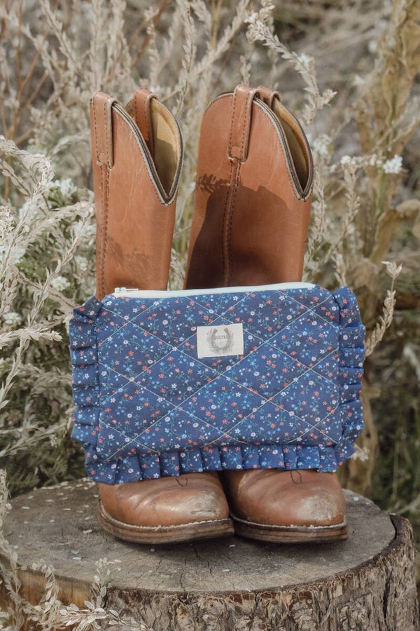 Wagon Trail Blues - Medium Ruffle Pouch
