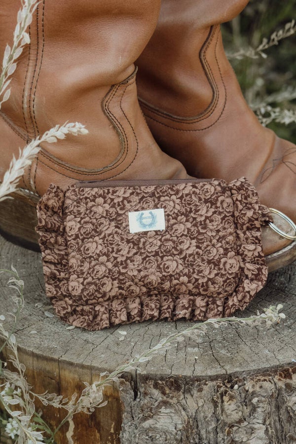 Saddle Rose - Ruffle Keychain Coin Pouch