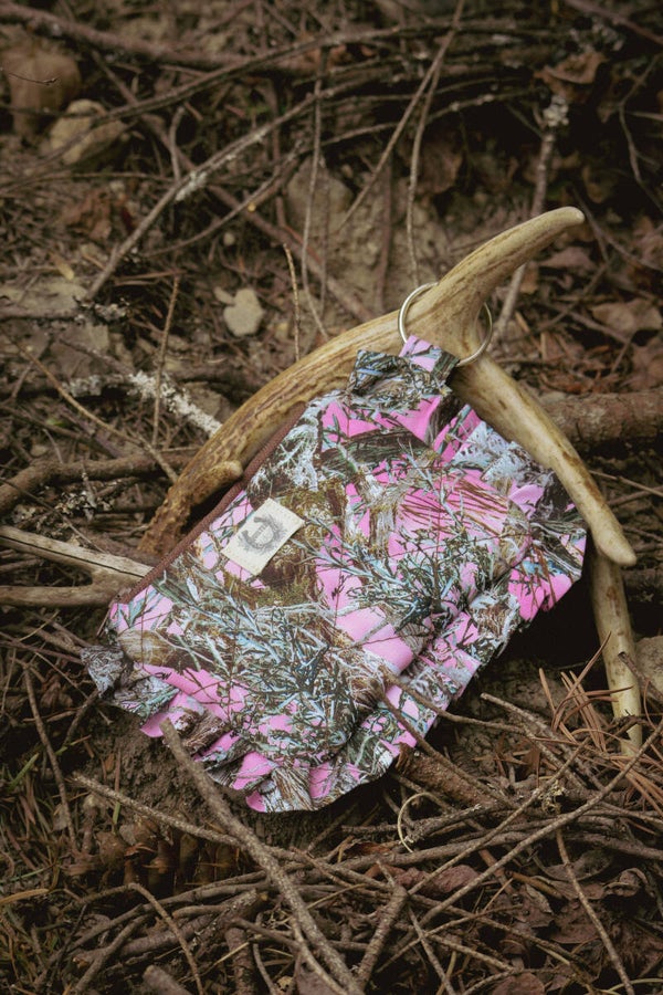 Hunting Season - Pink Camo Ruffle Coin Pouch Keychain