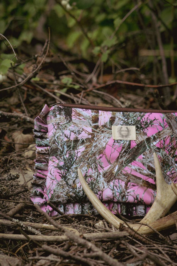 Hunting Season - Pink Camo Medium Ruffle Pouch