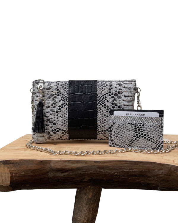 Slangenprint clutch incl. creditcard mapje