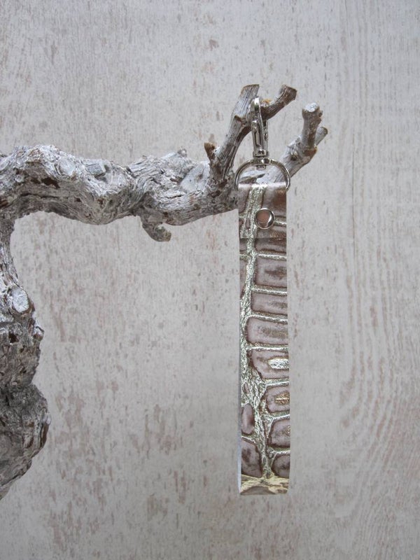 Leren keycord goud croco
