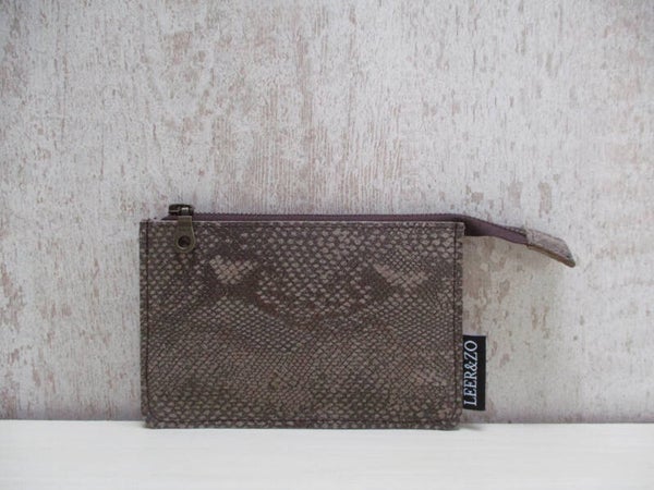 Leren etui "medium" taupe