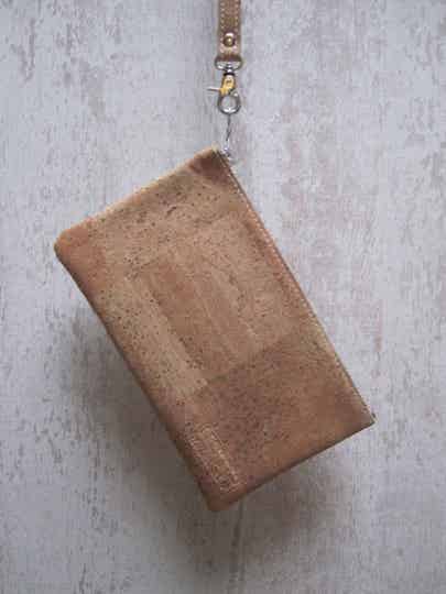Leren clutch kurk