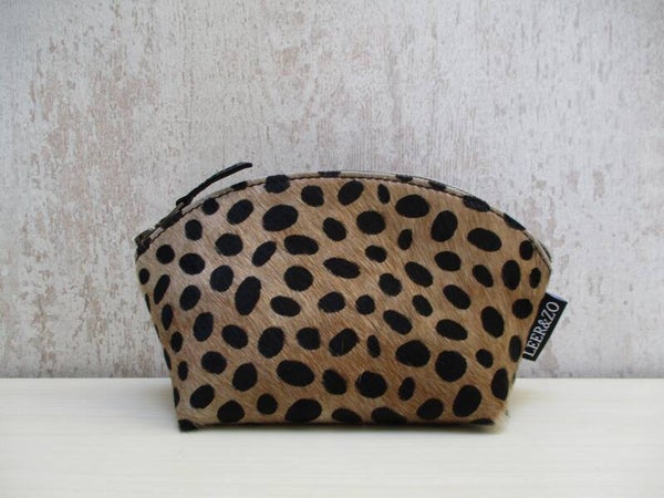 Koeienhuid make-up tas dalmatier/cognac