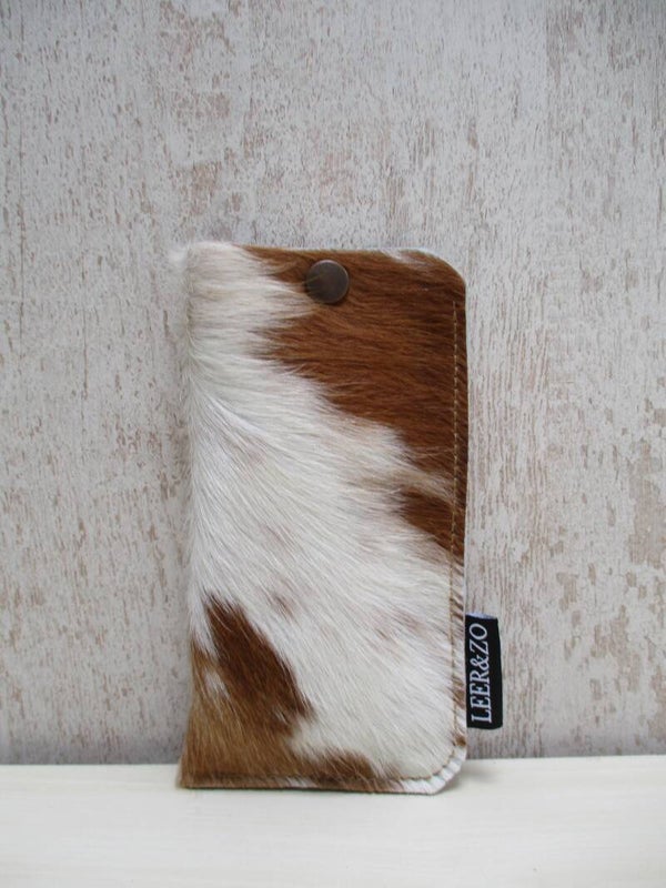 Brillenhoes cognac/wit grootmodel