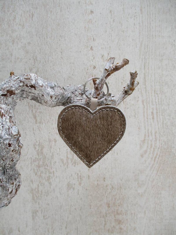 Leren sleutelhanger taupe