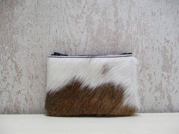 Koeienhuid etui donkerbruin/wit