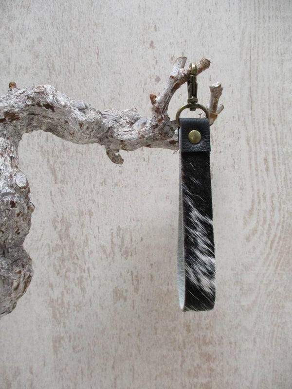Leren keycord zwart/wit 2