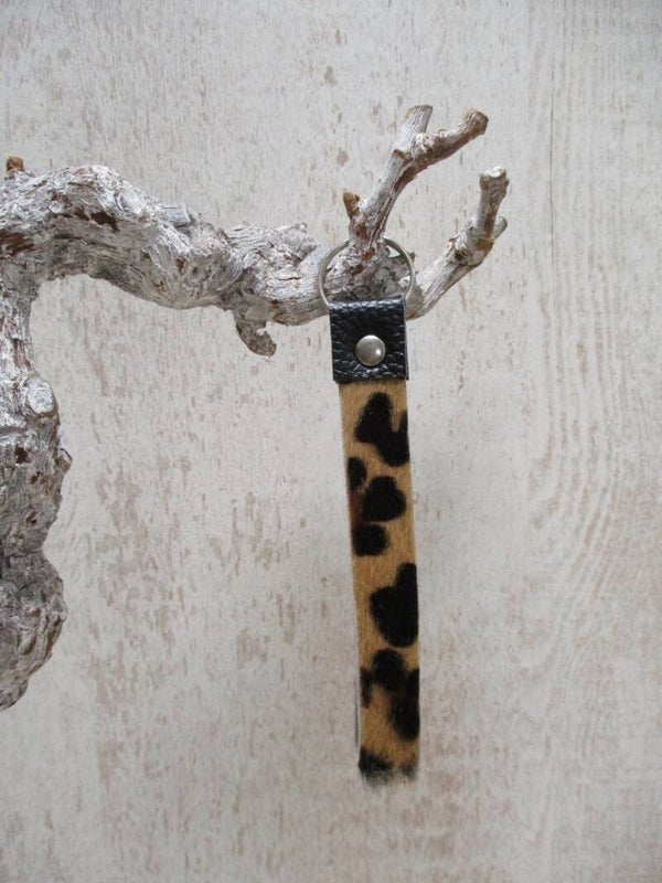 Leren keycord luipaard