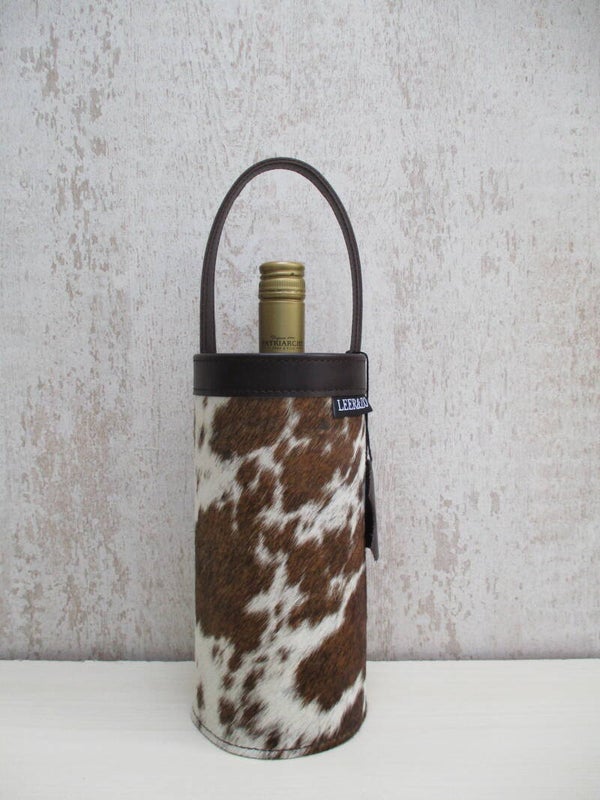 Wijnkoeler koeienhuid donkerbruin/wit