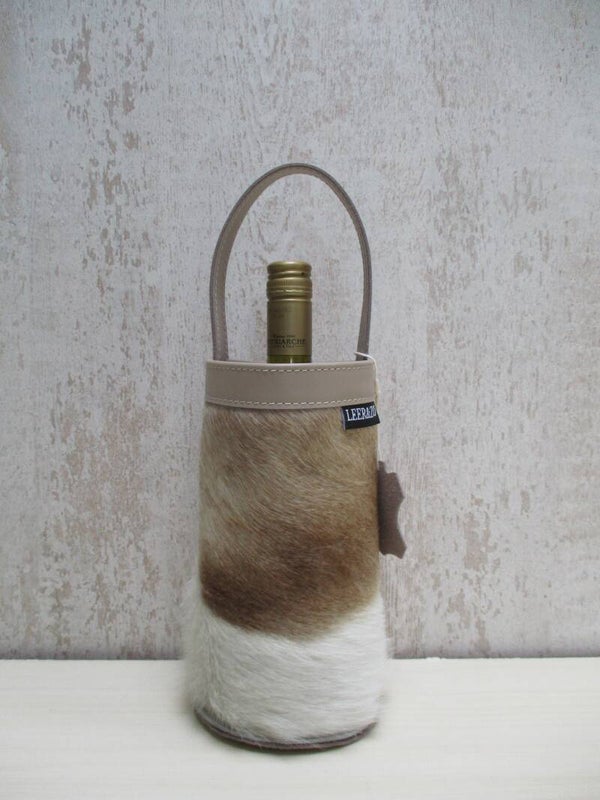 Wijnkoeler koeienhuid taupe/wit